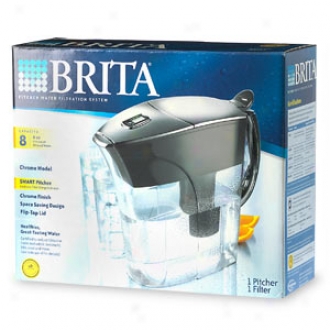 Brita Water Filtration Pitcher, Chrome, 8 X 8 Oz Glasses