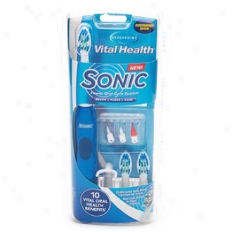 Brushpoint Vital Health Sonic Battery Power Oral Care System, Metallic Blue
