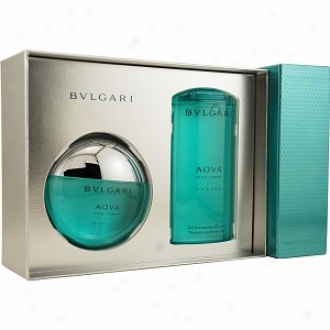 Bvlgari Aqua Marine Eau De Toilet Spray 3.4oz, Shampoo And Shower Gel 6.7oz