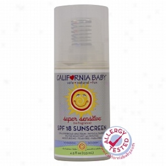 California Baby Super Sensitive Moisturizing Sunscreen Spf 18+, No Fragrance