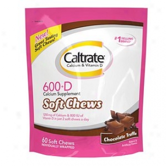 Caltrate Calcium & Vitamin D Supplement, 600+d, Soft Chews, Chocolate Truffle