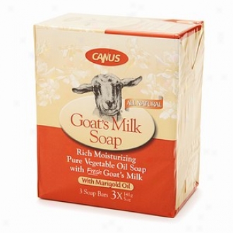 Canus Goat's Milk Rich Moisturizing Pure Vegetable Oil Soap, With Maarigold Oil