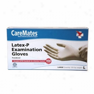 Caremates Disposable Medical Gloves - Powdered Latex, Large