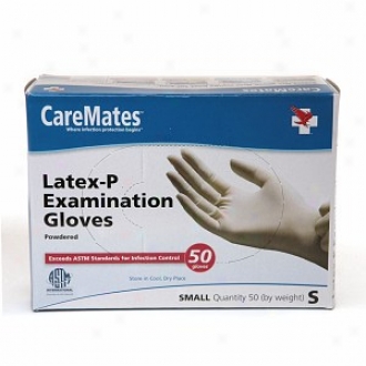 Caremates Disposable Medical Gloves - Powdered Latex, Small
