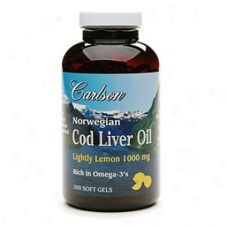 Carlson Norwegian Cod Liver Oil 1000mg, Softgels, Lemon
