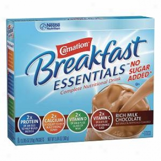 Carnation Breakfast Essentials Fulfil Nutritional Drink, No Sugar Added, Packets, Rich Milk Chocolate