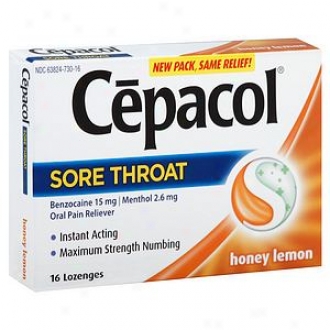 Cepacol Intensely Throat Oral Paih Reliever Lozenges, Honey Lemon