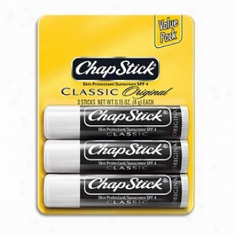 Chapstick Classic Lip Balm, Triple Pack, Spf 4, Original