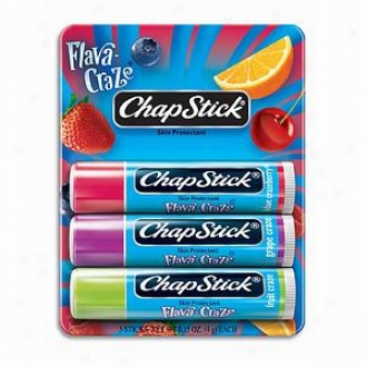 Chapstick Flava-craze Classic Lip Balm, Triple Pack, Spf 4, Flava-craze