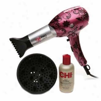Chi Limited Edition Breast Cancer Awaremess  Professional Hai Dryer With Diffuser, Pink Lace