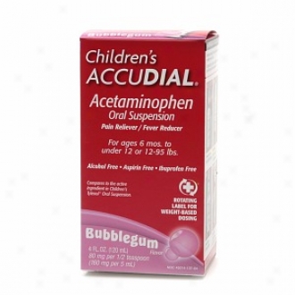 Children's Accudial Pain Reliever/fever Reducer Acetaminophen Oral Suapension, Bubblegum