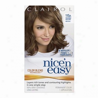 Clairol Nice 'n Easy With Color Blend Technology Lasting Color, Affectionate Lighter Delightful Brown 115a