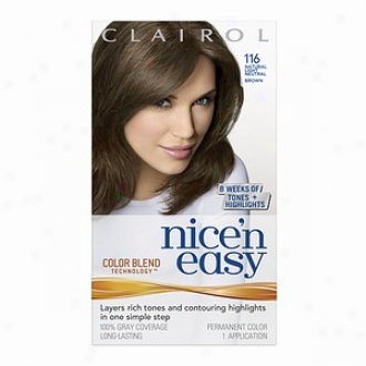 Clairol Nice 'n Easy With Color Blend Technology Permanent Color, Natural Light Indifferent Brown 116