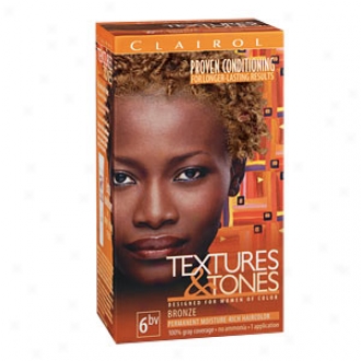 Clairol Textures & Tones Permanent Moisture Rich Hair Color, Bronze 6bv