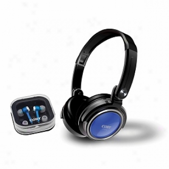 Coby Electronics Jammerz  2 In 1 Combo Deep Bass Stereo Headphones & Earbuds
