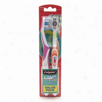 Colgate 360 Degree 360 Sonic Powered Toothbrush, Twin Pack, Full/medium