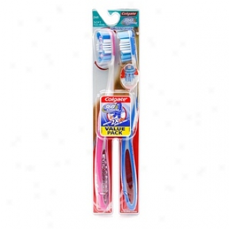 Cllgate 360 Degree Surtound Toothbrush, Twin Pack, Impressible Abounding Head