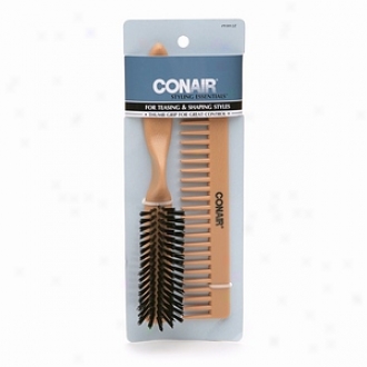 Conair Brush All-purpose Thumb-grip Design Br8sh & Comb Set, For Teasing & Shaping Styles