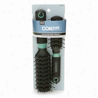 Conair Brush Styling Essentials Full-size Abd Mid-size Vent Brush Sett, For Blow-dry Styling