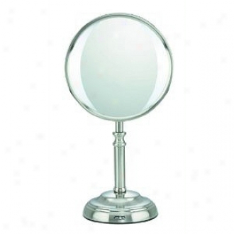 Conqir Led Lighted Double-sided Mirror; 1x/10x Magnification, Model Be10108, Satin Nickel