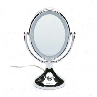 Conair Oval Polished Chrome Double Sided Lighted Mirror With 4 Light Settings