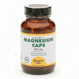 Country Life Magnesium Caps With Silica, 300mg, Vegetarian Capsules