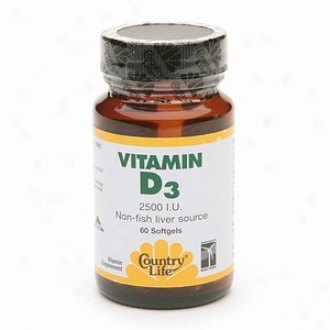 Country Life Vitamin D3 2500 I.u. Non-fish Liver Cause Softgels