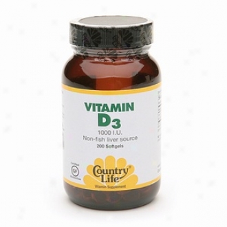 Country Life Vitamin D3 Non-fish Liver Source, 1000 Iu, Softgels