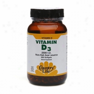 Countrt Life Vitamin D3 Non-fish Liv3r Source, 2500 Iu, Softgels