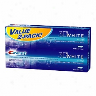 Crest 3d White Vivid Fluoride Anticavity Toothpaste, Value Pack, Radiant Mint