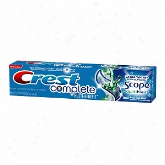 Crest Complete Multi-benefit Toothpaste, Extra White Plus Scope Dual-blast, Fresh Mint Blast