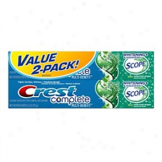 Crest Complete Multi-benefut Toothpaste, Whitening Plus Scope, Twin Pack, Minty Fresh Stripe