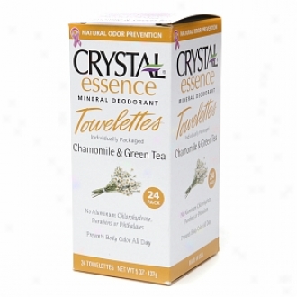 Crystal Essence Mineral Deodorajt Towelettes, Chamomile & Green Tea