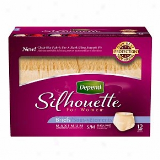 Depend Silhouette For Women Underwear, Maximum Absorbency, S/m - 12 Pack