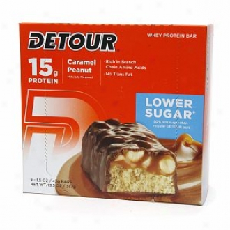 Detkur Lower Sugar 15g Whey Protein Bar, Caramel Peanut