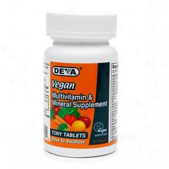 Deva Vegan Vitamins Tiny Tablets Multivitamin & Mineral Supplement, Tablets