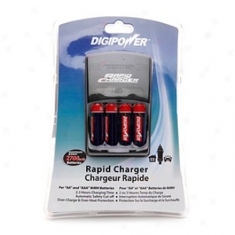 Digipower Home & Car Battery Charger With 4aa Re-charrgeable Batteries
