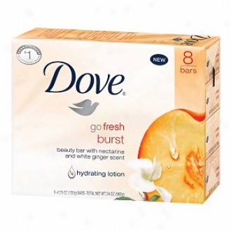 Dove Go Fresh Burst Beauty Bars (4.25 Oz Bars), Nectarine And White Ginger