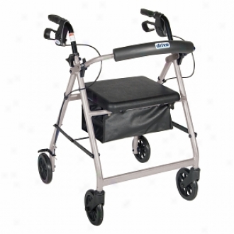 Drive Medical Aluminum Rollator Fold Up, Removable Back Supportt, Pad Seat, 6  Casters Silver
