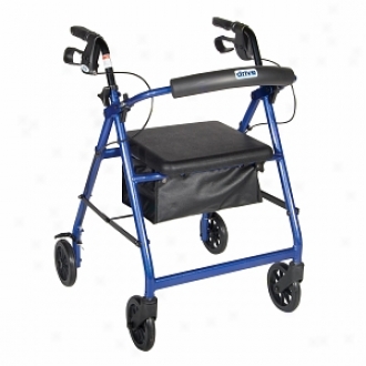 Drive Medical Aluminum Rollator Fold Up, Removable Back Support, Pad Seat, 6  Castere Blue