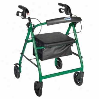 Drive Medical Aluminum Rollator Fold Up, Removable Back Support, Pad Seat, 6  Casters Flourishing