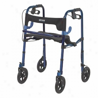 Drive Medical Deluxe Clever Lite Rollator Walker With 8  Casters Flame Blue