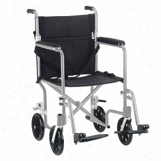 Drive Medical Flyweight Lightweight Aluminum Transport Wheelchair 17  Silver