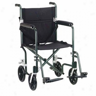 Drive Medical Flyweight Lightweight Aluminum Transport Wheelchair 19  Green