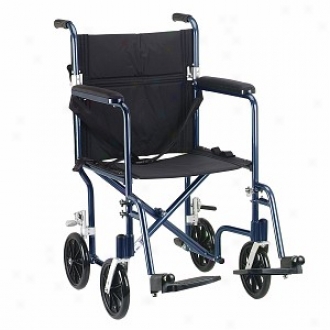 Drive Medical Flyweight Lightweight Aluminum Transport Wheelchair 17  Blue