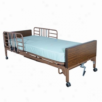 Driv eMedical Half Extent Bed Rail, ToolF ree Adjustable Width, With Brown Vein Finish