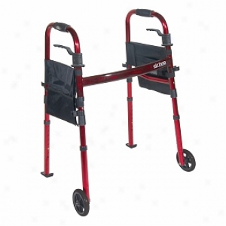 Drive Medical Portable Folding Travel Walker With Whsels & Fold Up Legs