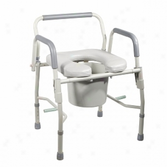 Drive Medical Steel Drop Equip Bedside Commode With Padded Place & Arms