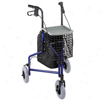 Duro-med Rollator 3-wheel With Pouch & Loop Lock Brakes Royal