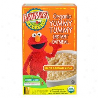 Eartj's Best Sesame Street Organic Yummy Tummy Instant Oatmeal Maple And Brown Sugar